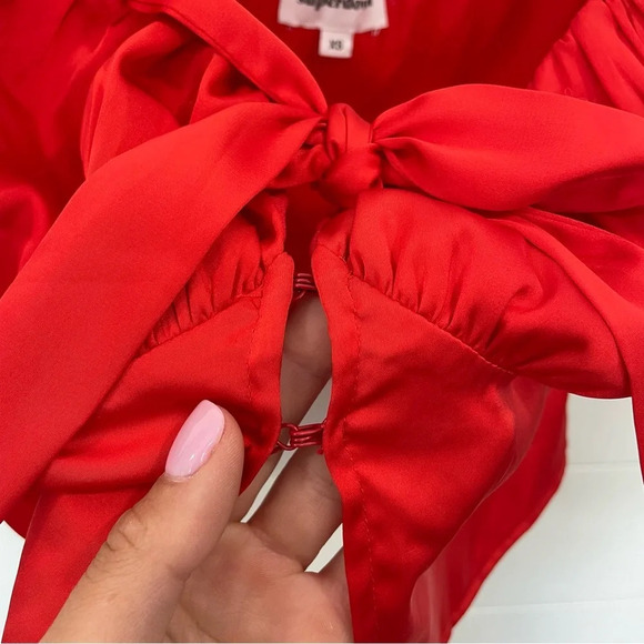 Superdown Lesley Tie Front Top in Red XS - Picture 6 of 12
